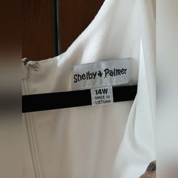 SHELBY & PALMER Women's White PANT JUMPSUIT Sleeveless V-Neck Tie Waist Size 14W - Picture 5 of 11